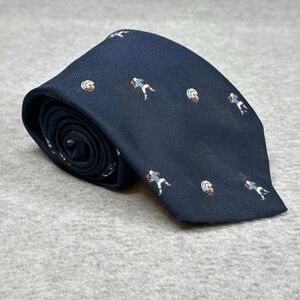 Vintage Excello Cravats Navy Football Player Motif Silk/Poly Tie USA Made‎
